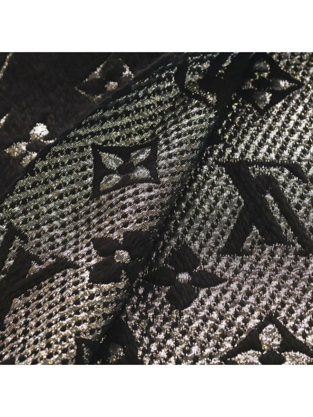 ★SOLD★ Louis Vuitton Monogram Logomania Scarf Shine Fringe Shawl Black - Picture 5 of 6